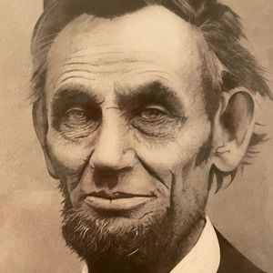 “Mirth and Sadness, Smiles and Tears” portrait of Abraham Lincoln-Rich Thompson